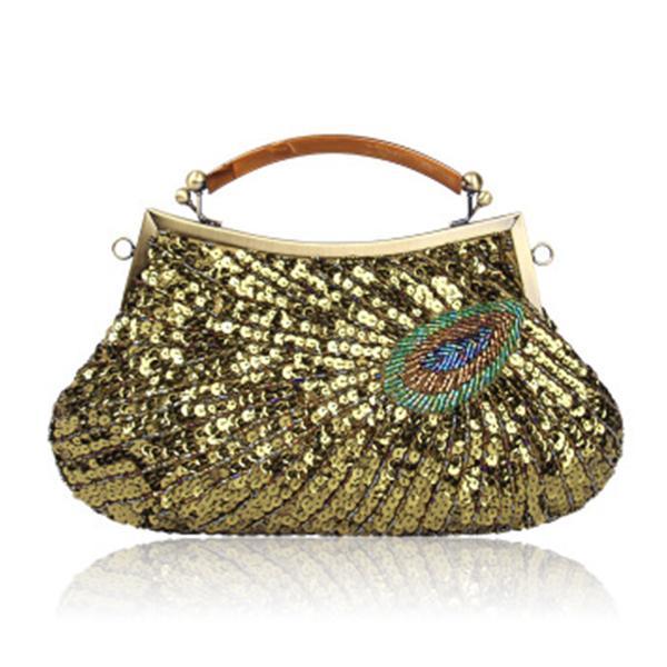 Handgemachte Perlen Clutch Pfau Pailletten Tasche