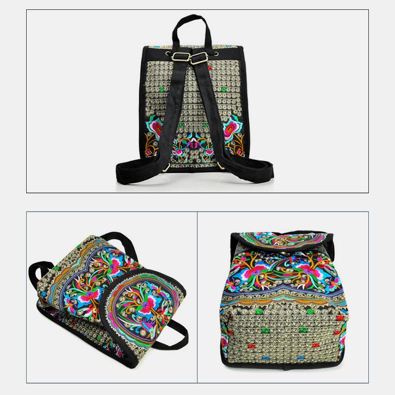 Reiserucksack mit ethnischer Vintage-Stickerei
