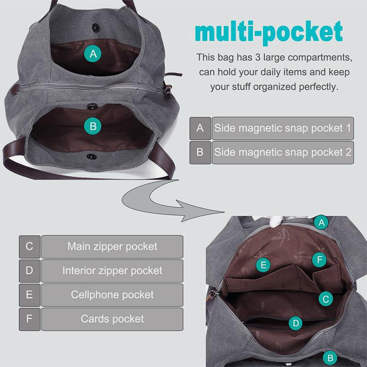 Retro Handtasche mit großem Fassungsvermögen, Umhängetasche