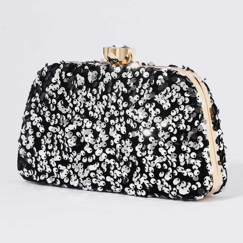 Damen Glitzer Clutch Perlen Pailletten Party Abendtasche mit Umhängegurt