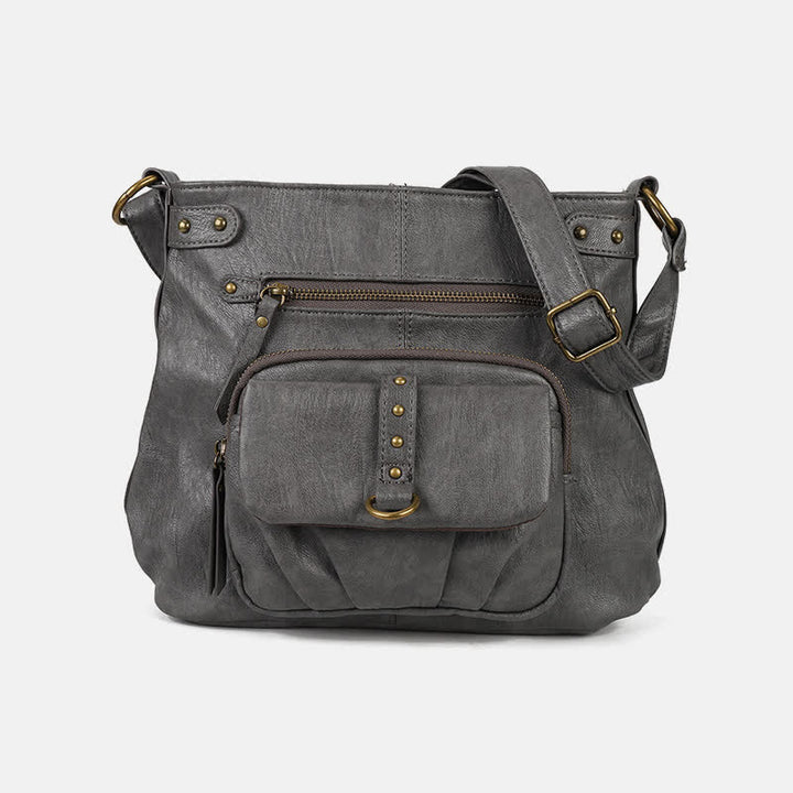 Crossbody-Tasche für Frauen mit Reißverschluss, verstellbarem Riemen, weiche Leder-Schulterhandtaschen
