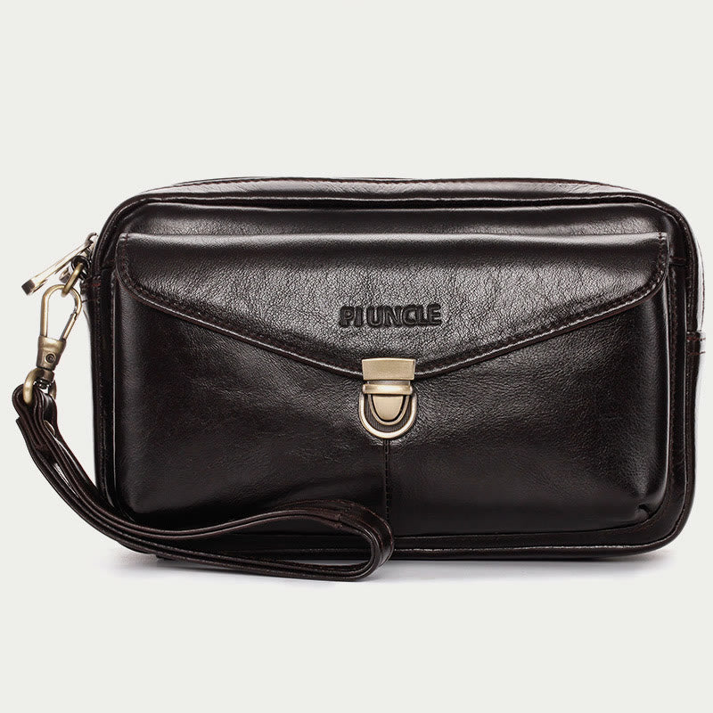 Echtes Leder Clutch Geldbörse Business Handtasche Handgelenk Tasche Fit 7,9 "Handy
