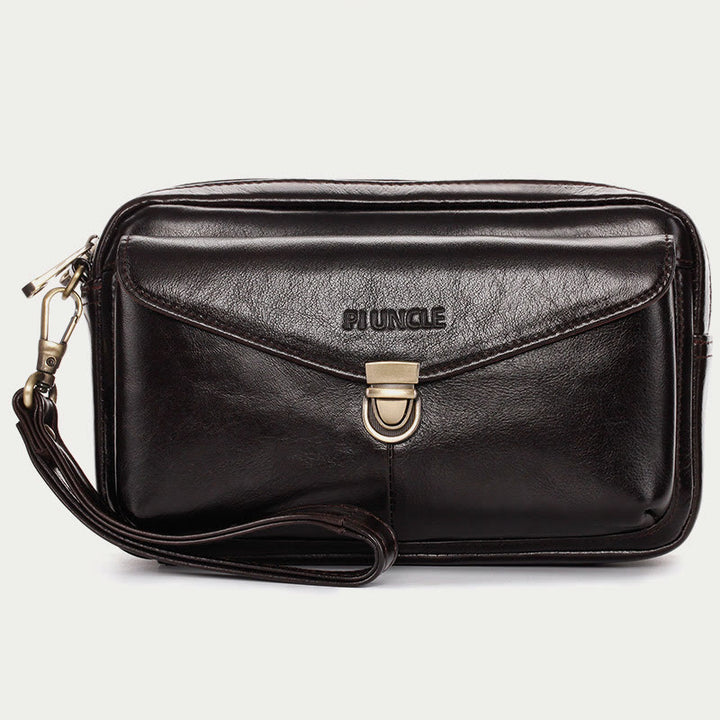 Echtes Leder Clutch Geldbörse Business Handtasche Handgelenk Tasche Fit 7,9 "Handy