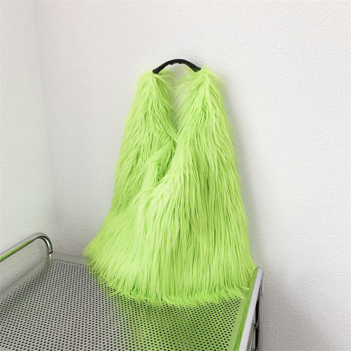 Große Umhängetasche für Damen, Party-Tasche aus Kunstpelz und Plüsch
