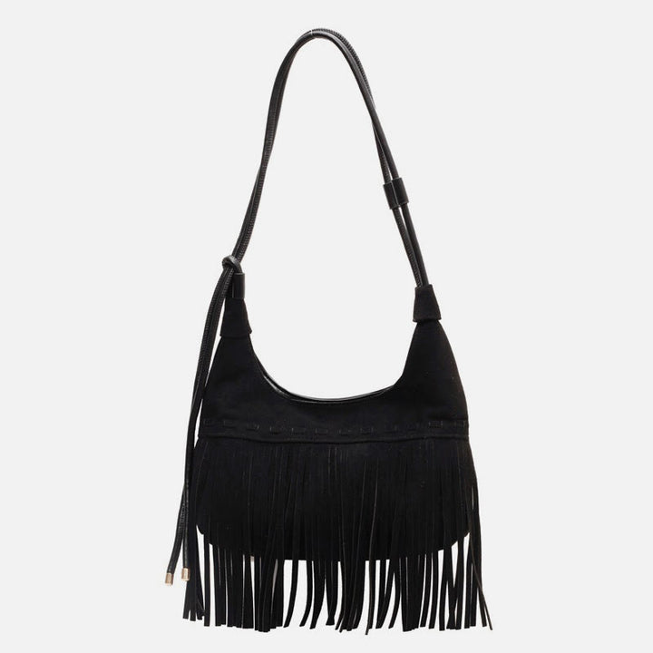 Quaste Unterarm Tasche für Frauen Retro Volltonfarbe Schultertasche