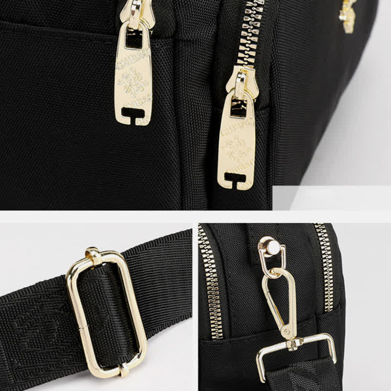 Umhängetasche mit Dreifach-Reißverschluss für Damen, wasserdichte, leichte Schulterhandtasche aus Nylon