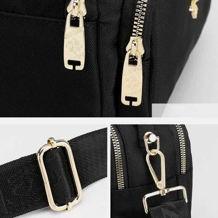 Umhängetasche mit Dreifach-Reißverschluss für Damen, wasserdichte, leichte Schulterhandtasche aus Nylon