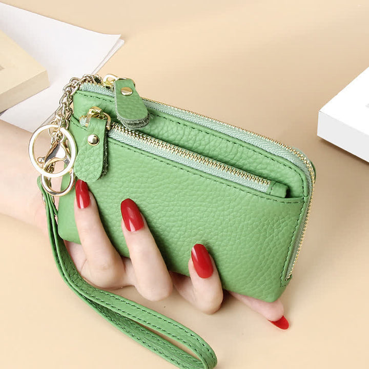 Kleine Clutch aus echtem Leder für Damen mit Armband, Geldbörse, Kartenhalter