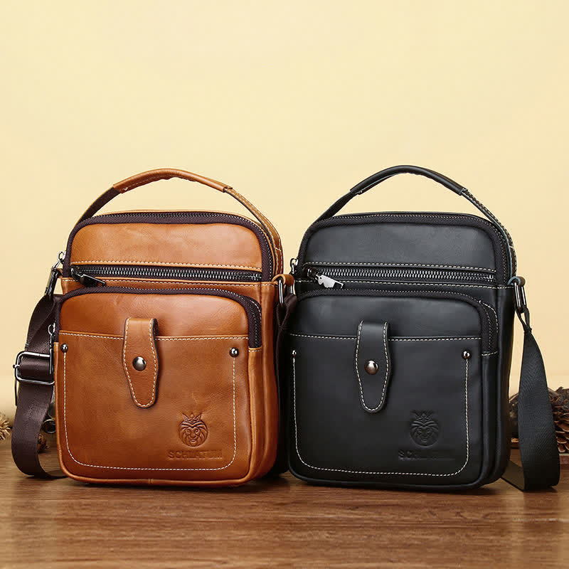 Kleine Umhängetasche aus Leder für Herren, Retro-Arbeits- und Business-Schulterhandtasche