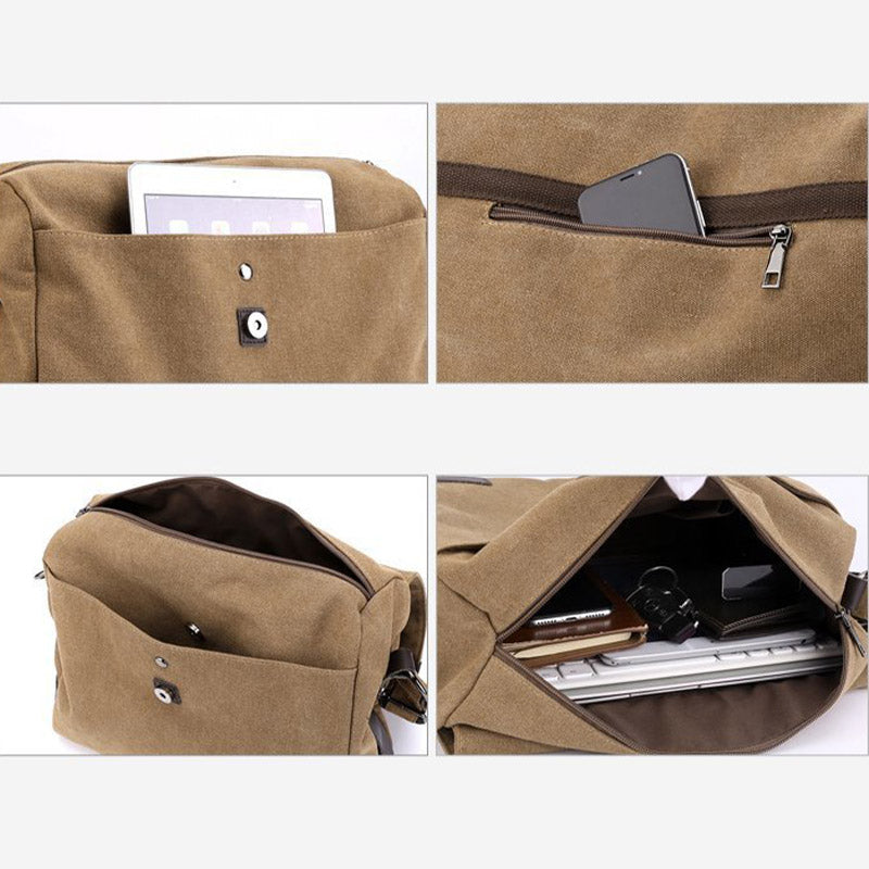 Lässige Messenger-Tasche aus Canvas mit großem Fassungsvermögen