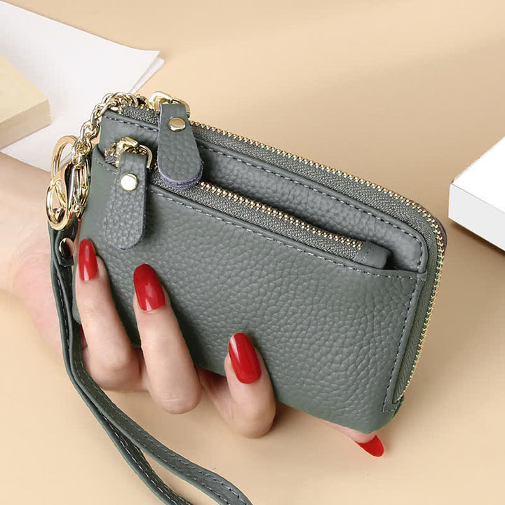 Kleine Clutch aus echtem Leder für Damen mit Armband, Geldbörse, Kartenhalter