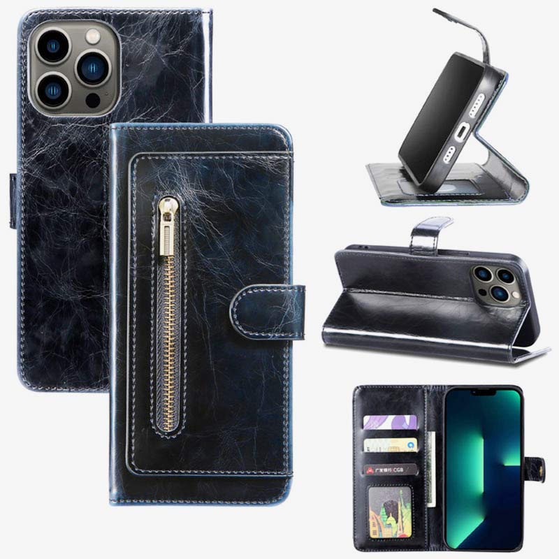 Brieftaschen-Schutzhülle für iPhone, PU-Leder, langlebige Handyhülle mit Kartenfach