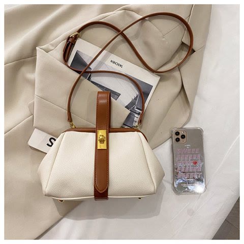 Handytasche mit Schnalle für Damen, elegante Handtasche aus Leder, Umhängetasche