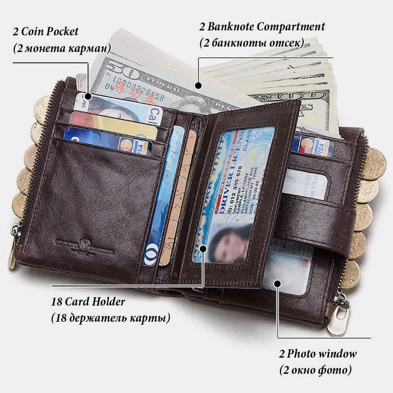 RFID-Geldbörse mit großer Kapazität und Diebstahlschutz und Kette