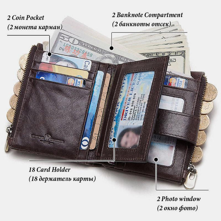 RFID-Geldbörse mit großer Kapazität und Diebstahlschutz und Kette