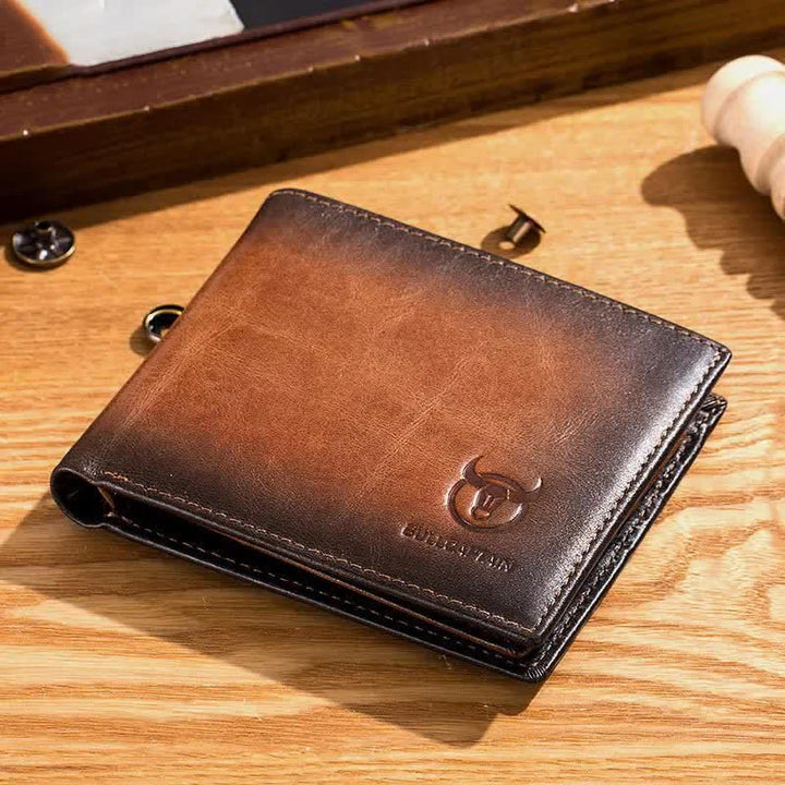 Kurze Geldbörse aus echtem Leder mit RFID-Schutz und mehreren Steckplätzen und Farbverlauf