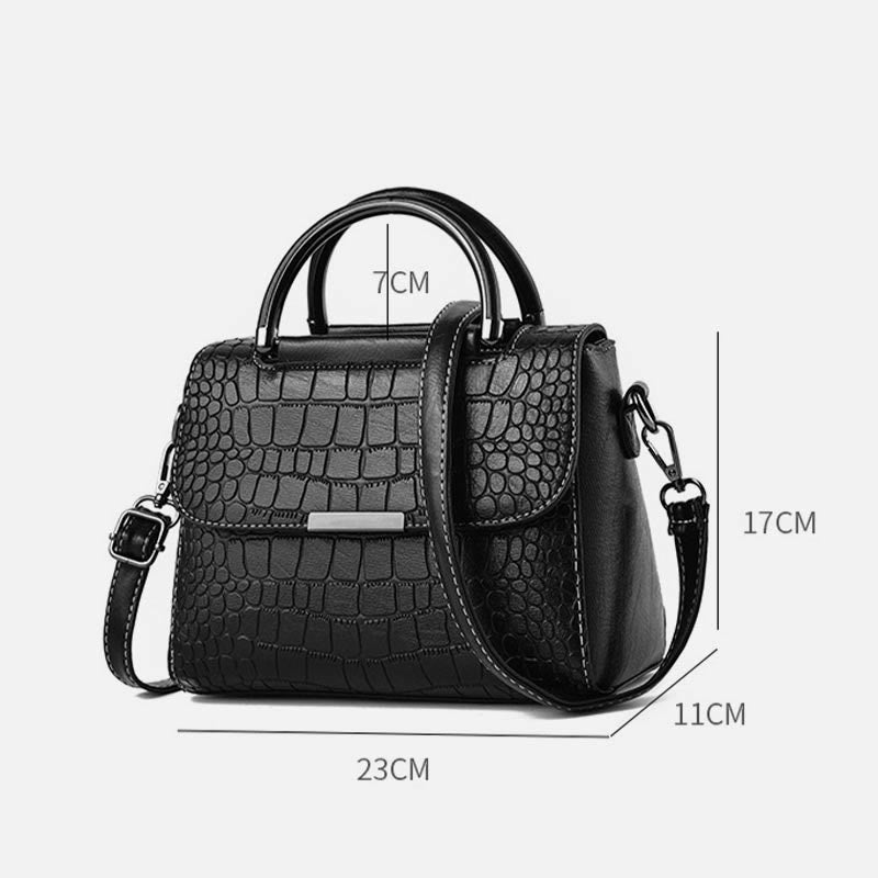 Geldbörse aus veganem Leder mit Krokodilmuster für Damen, klassische, solide Handtasche