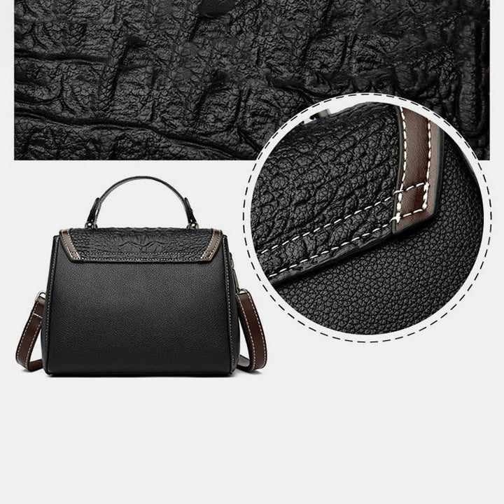 Handtasche mit Krokodil-Print für Damen, geräumige Umhängetasche aus PU-Leder