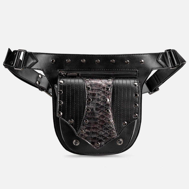 Steampunk Gürteltasche für Damen und Herren, Nietenleder, Hüfttasche