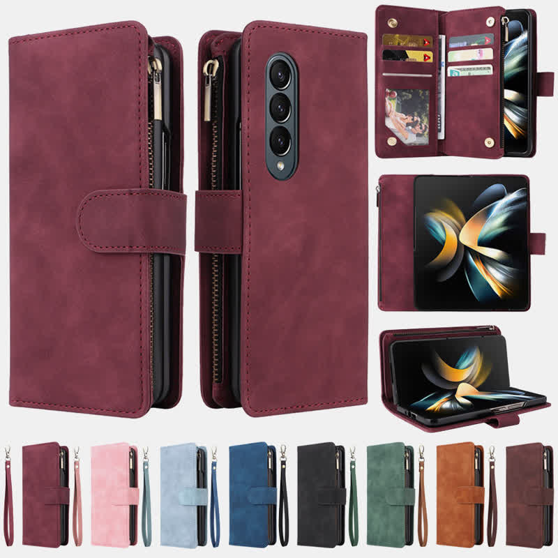 Stoßfeste Sansung Galaxy Z Fold 4 Fold 3 Hülle mit mehreren Kartenfächern