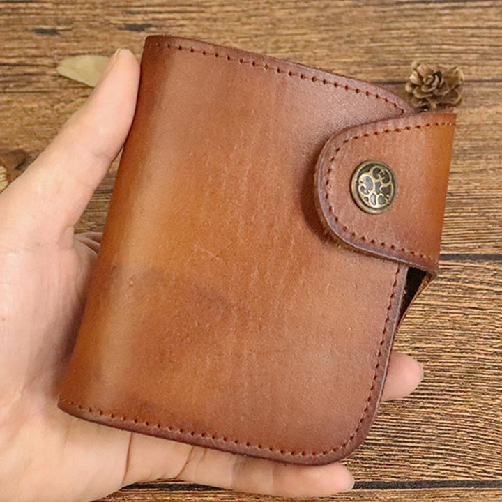 Kurze Brieftasche aus Vintage-Leder, kleine, geräumige Brieftasche mit Kartenhalter für Männer