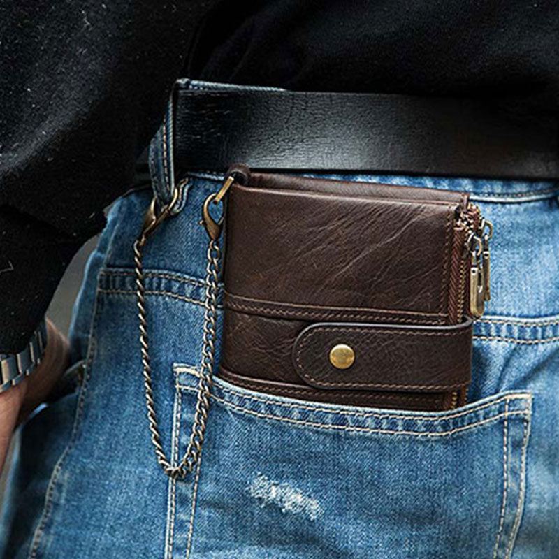 RFID-Geldbörse aus echtem Leder mit großem Fassungsvermögen