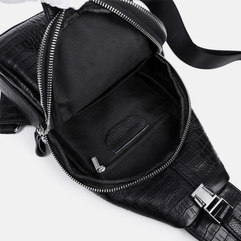 Krokodilleder Sling Bag Brust Rucksack Outdoor Reisen Wandern Sport Daypacks