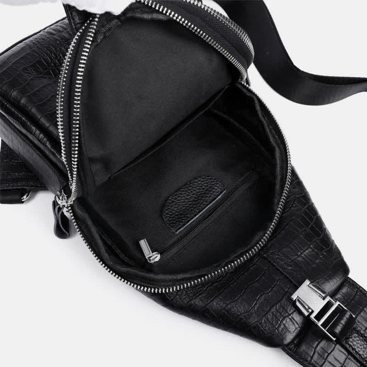 Krokodilleder Sling Bag Brust Rucksack Outdoor Reisen Wandern Sport Daypacks