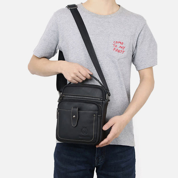 Kleine Umhängetasche aus Leder für Herren, Retro-Arbeits- und Business-Schulterhandtasche