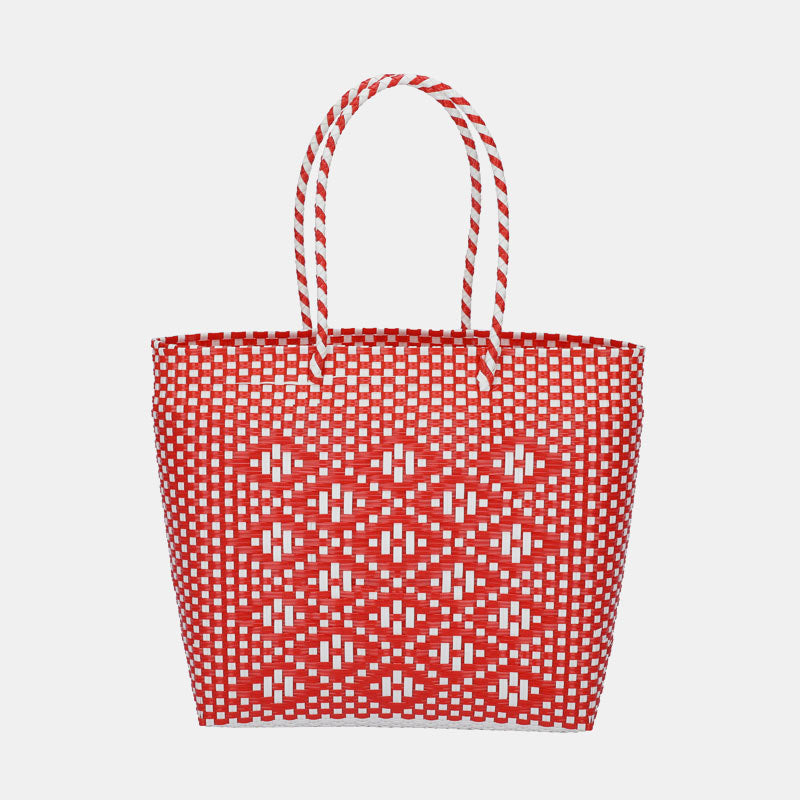 Gewebte Handtasche mit großer Kapazität, handgefertigte Web-Einkaufstasche für den Strandeinkauf