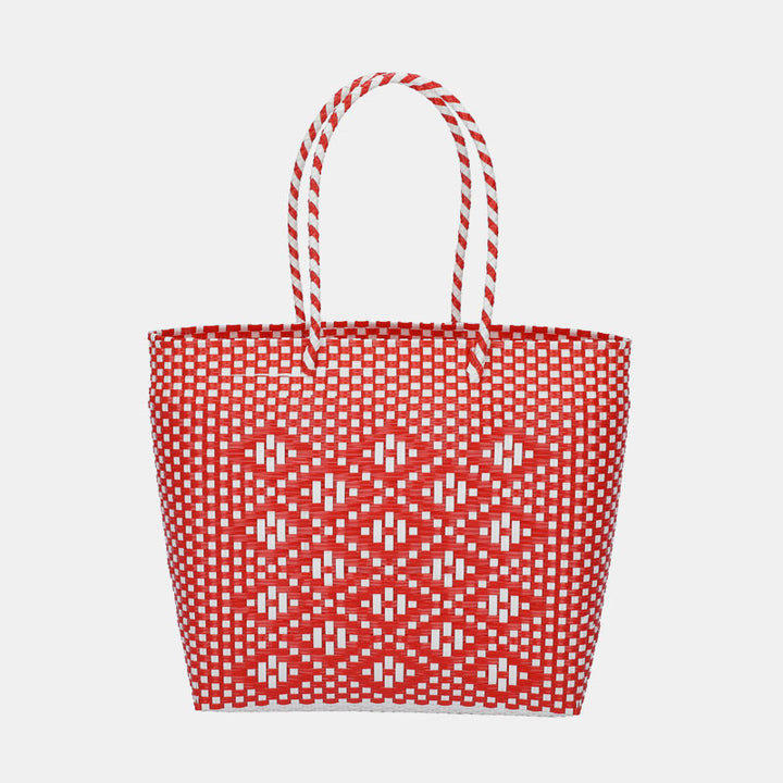 Gewebte Handtasche mit großer Kapazität, handgefertigte Web-Einkaufstasche für den Strandeinkauf