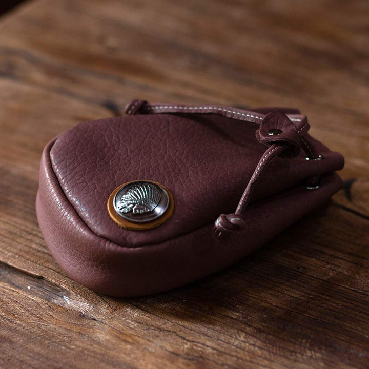 Retro Unisex Hüfttasche Kleine Kordelzug Leder Gürteltasche