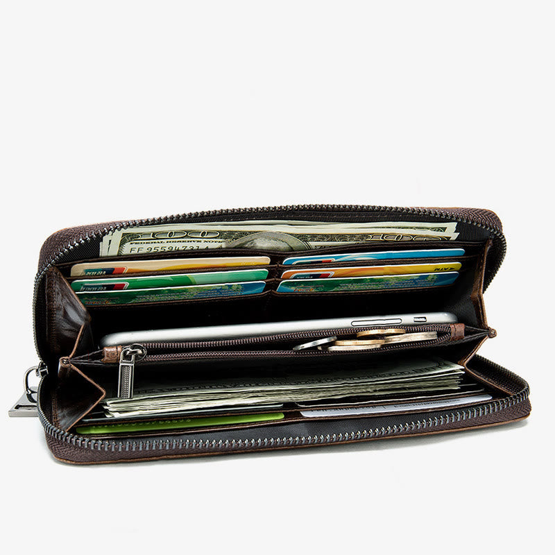 Herren Krokodil Print Brieftasche Business Echtes Leder Lange Geldbörse
