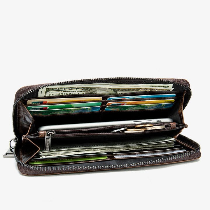 Herren Krokodil Print Brieftasche Business Echtes Leder Lange Geldbörse
