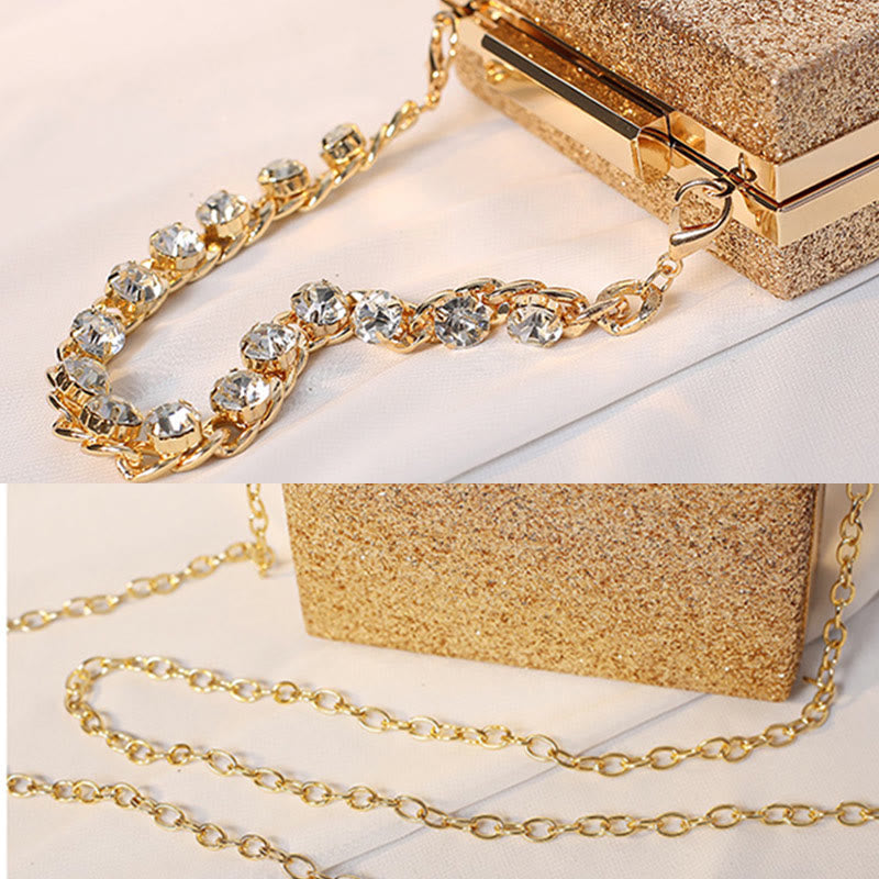 Abendtasche für Damen, Strass-Kette, tragbare Umhängetasche, quadratische Handtasche