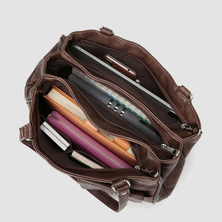 Schultertasche aus Kunstleder mit mehreren Taschen und großer Kapazität