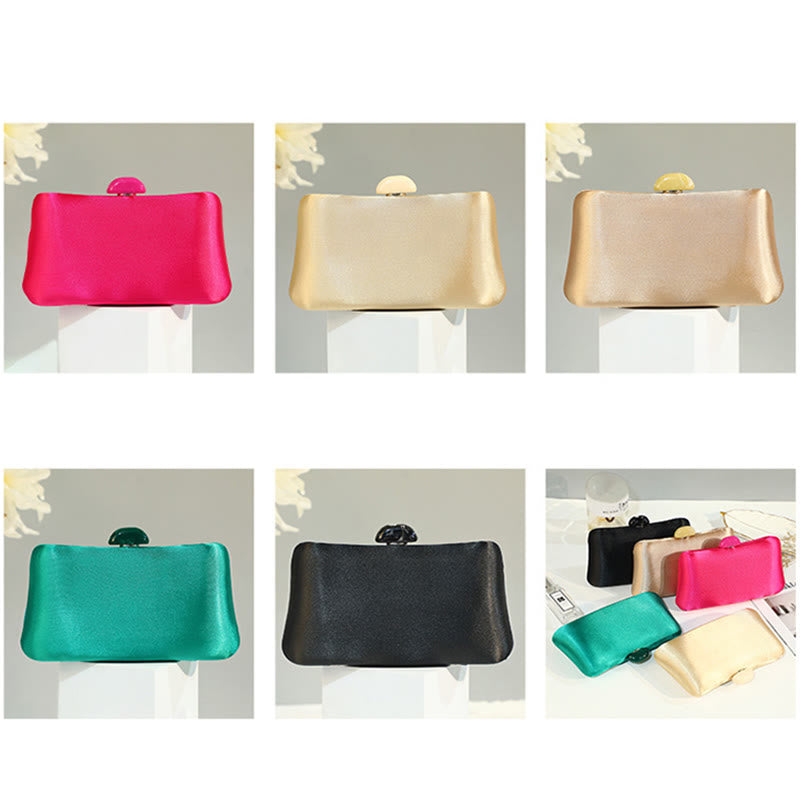 Abendtasche für Damen, schlichte, quadratische Clutch mit einfarbigem Verschluss