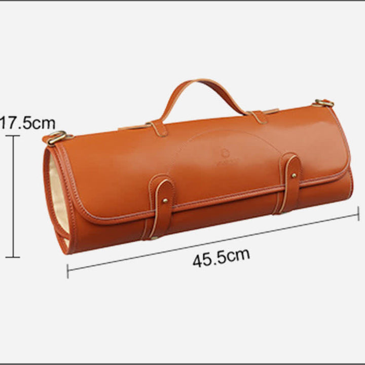 Rolltasche für Kochmesser aus echtem Leder für bis zu 10 Messer mit Schultergurt