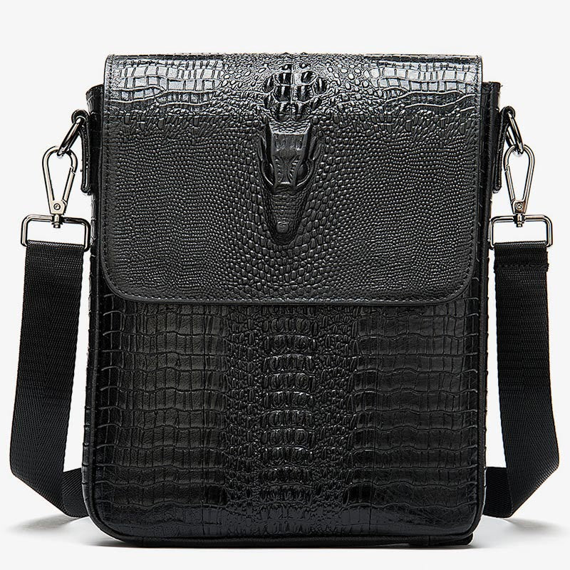 Clamshell Messenger Bag Herren Unifarben Krokodildruck Business Geldbörse