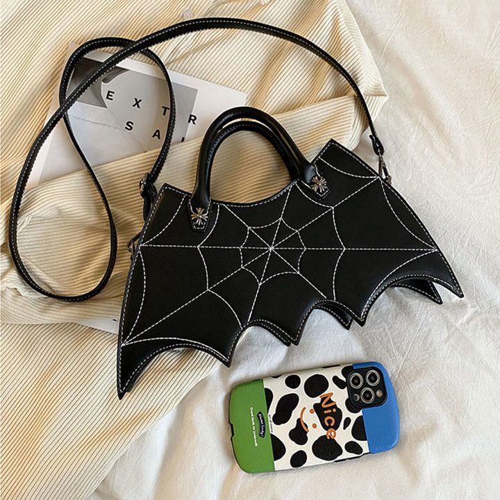 Umhängetasche für Halloween-Outfit, kreatives Fledermausmuster, Ledertasche