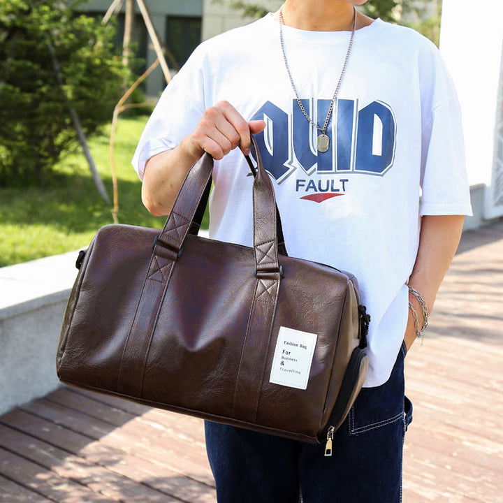 Sport-Fitnesstasche für Damen und Herren, große Reisetasche aus Leder