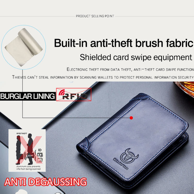 RFID-geschützte Geldbörse aus echtem Leder mit großem Fassungsvermögen