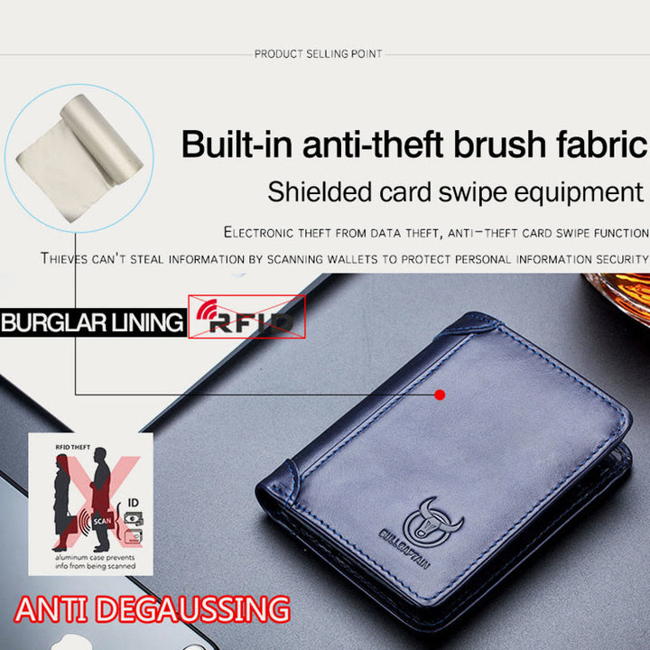 RFID-geschützte Geldbörse aus echtem Leder mit großem Fassungsvermögen