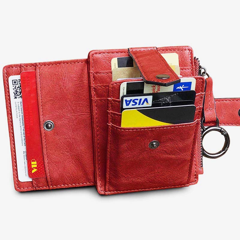Schlankes Kartenetui, Vordertasche, Geldbörse, Kreditkartenhalter für Damen, mit Schlüsselanhänger