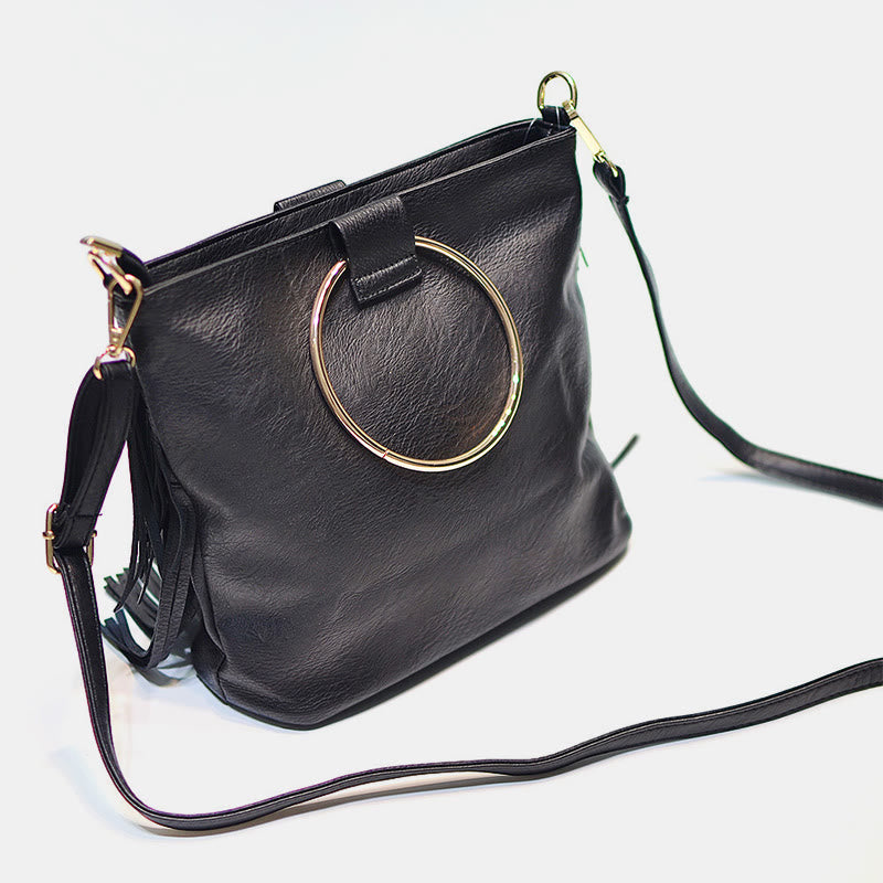 Quaste Lederhandtasche für Frauen Musik Party klassische Umhängetasche