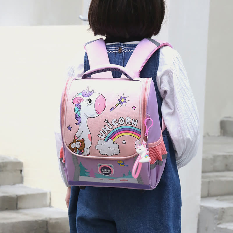 Rucksack für Kinder, niedlicher Cartoon-Einhorn-Dinosaurier, Oxford-Schultasche
