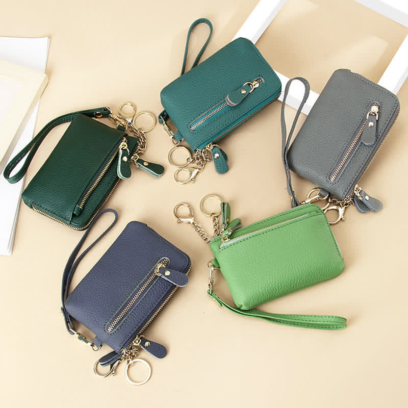 Kleine Clutch aus echtem Leder für Damen mit Armband, Geldbörse, Kartenhalter