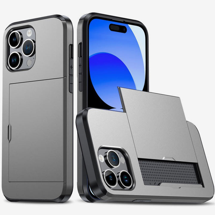 Iphone Slide Card Telefonhülle 2 in 1 Anti-Fall-Geldbörsenhülle