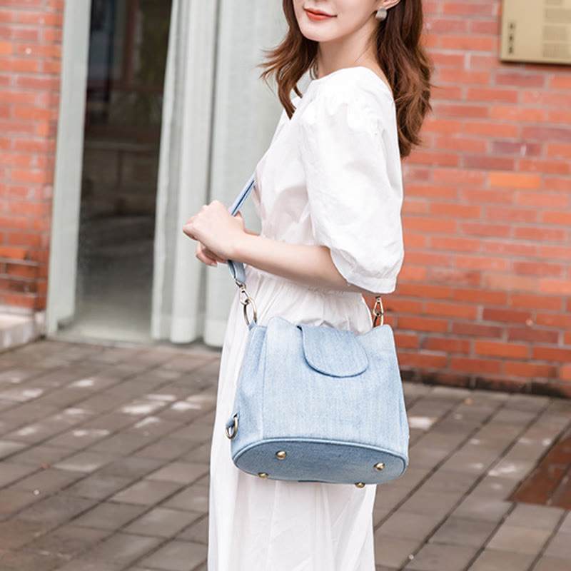 Denim-Unterarm-Beuteltasche für Damen, große Tasche mit Henkel