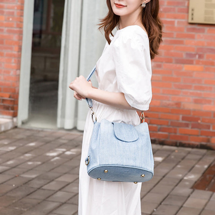 Denim-Unterarm-Beuteltasche für Damen, große Tasche mit Henkel